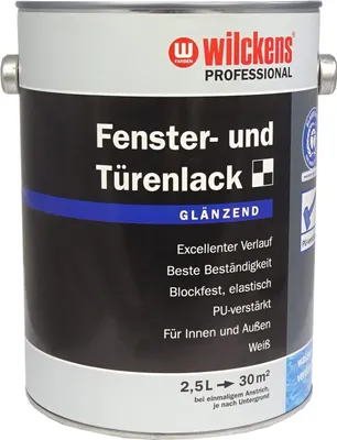 Produktbild von Wilckens Professional Fenster- & Türenlack glänzend, 2,5 l, Weiß