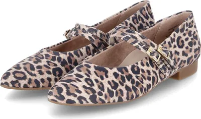 Produktbild von Paul Green Damen Spangenballerinas Beige Rauleder Animalprint Leopard Größe: 38,5