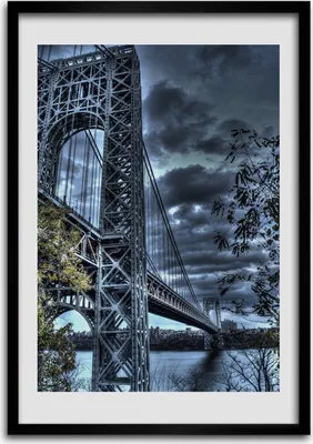 Produktbild von Bild - Bilderrahmen - Foto - 70 cm x 100 cm - MDF - Rahmen - Wandkunst - Die Brücke von New York