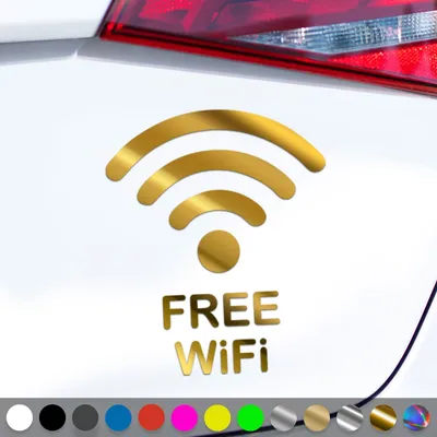 Produktbild von PantherPixel Free Wifi Aufkleber Hotspot Gratis WLAN Sticker Auto Geschenkidee Farbe Chrom-Gold
