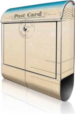 Zdjęcie produktu dla banjado design skrzynka na listy stalowa srebrna z przegrodą na gazety malowana proszkowo "Pocztówka" 38x46x12,5cm & 2 klucze - Skrzynka pocztowa A4 z materiałem montażowym [BK 10316]