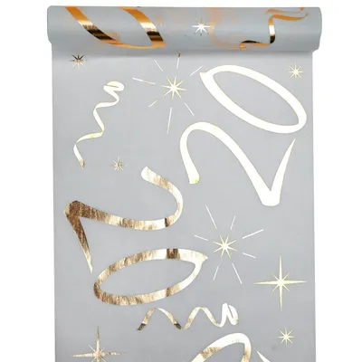 Produktbild von Tischläufer 30 cm x 5 m, weiß-gold, Dekoration, Tischdecke