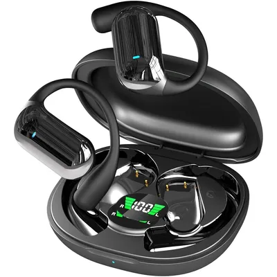Produktbild von Open Ear Bluetooth 5.3 Kopfhörer Q16S mit AI Übersetzung, 90 h Laufzeit, Ohrbügel Sport Headset, LED Display, Noise Reduction