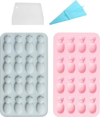Obrázek produktu pro 2 kusy silikonové formy na čokoládu, ananasové ovoce, flexibilní formy na pečení pro kostky ledu, želé, sušenky, žvýkačkové kapky, pryskyřici, klíčenky