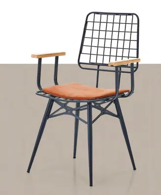 Produktbild von Terrassenstuhl Metallstuhl Mit Kissen Stuhl Essstuhl Mit Armlehnen Orange
