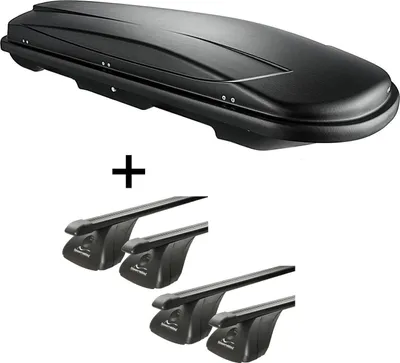 Image de Coffre de toit VDPJUXT600 600Ltr verrouillable + 4 barres de toit AURILIS VDP compatible avec pour VW compatible avec pour VW T5 à partir de 03 ACIER