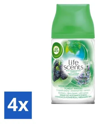 Produktbild von Air Wick Life Scents Lufterfrischer Nachfüller – Waldwasser – Automatisches Spray – 250 ml - Vorteilspack - 4 Stücke