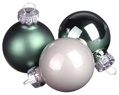 Produktbild von 22 Glas Mini Weihnachtskugeln Grün Perlmuttgrau Ø3cm, 22 Stück