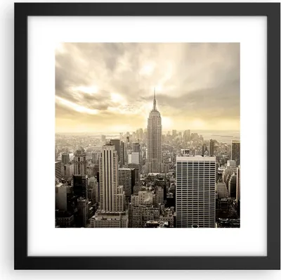 Produktbild von Gerahmtes Poster - Schwarzer Rahmen - Stadt Wolkenkratzer Manhattan New York - 30x30 cm - Wand Bild - Wanddeko - Wandbilder - Wandposter - Bilderrahmen - Bilder - Kunstdruck - P2BAC30x30-2630