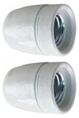 Productafbeelding van Lamphouder porselein - M10 - E27 - Wit - Per 2 stuks