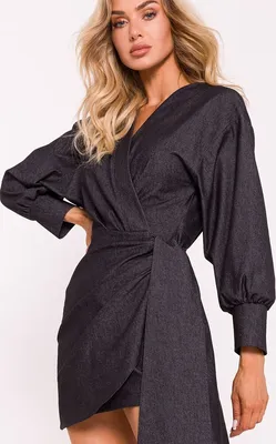 Zdjęcie produktu dla Sukienka na co dzień model wrap cut Moe szary. S