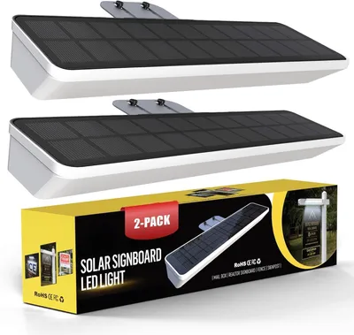 Produktbild von Solarsys – 2er Set LED Solar Schilderleuchte Außen IP65, Hausnummernbeleuchtung mit Dämmerungssensor, 6000K Tageslichtweiß, für Immobilien- und Geschäftsschilder