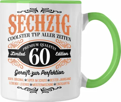 Produktbild von Trendation -  60. Geburtstag Tasse Mann Geschenk 60er Geschenkidee 60 Vater Männer Lustig Geschenke 60 Jahre Alt Mann Männer Vater (Grün)
