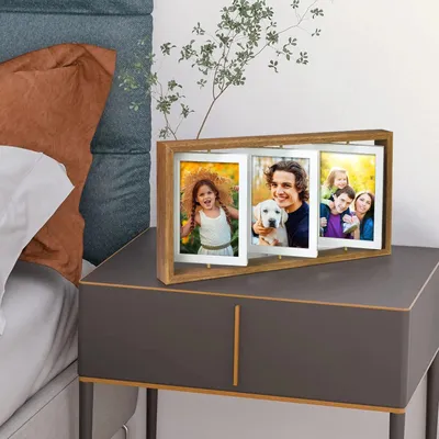 Produktbild von 10 x 15 cm drehbarer Bilderrahmen für Familie und Freunde - Collage-Bilderrahmen für Hochzeit mit 6 Fotos