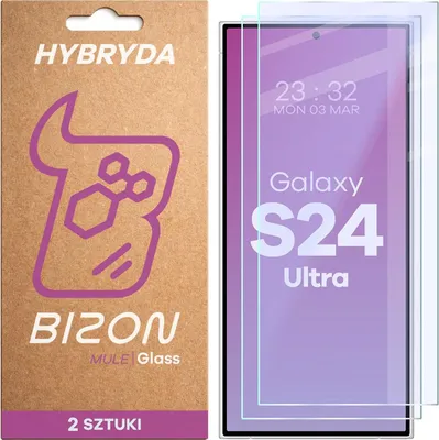 Produktbild von 2x Flexibles Hybridglas für Galaxy S24 Ultra, Bizon Glass Mule Duo