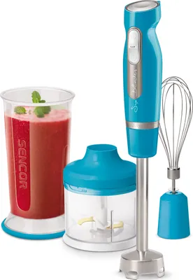 Produktbild von SENCOR SHB 4467TQ-EUE3 Tyčový mixér, 6 nerezových nožů s titanovým nástřikem a Funkcí ICE Crash, 1000 W, Nádoba 700 ml s víčkem, 500 ml sekáček, šlehací metla