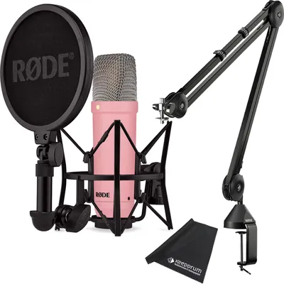 Productafbeelding van Rode NT1 Signature Pink studiomicrofoon, roze, met PSA1 schommelarm, zwart