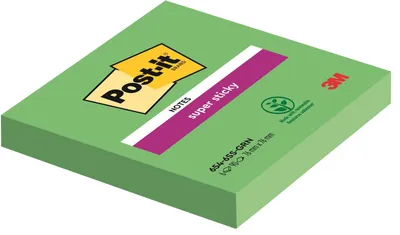 Image de Post-it® SuperSticky 654-6SA notes adhésives, 76 x 76 mm, vert citron, 90 feuilles