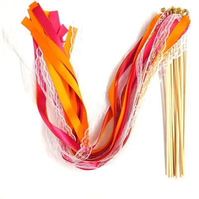50 Feenstäbe mit Glöckchen, Hochzeitsbandstäbe, Luftschlangen, Partyzubehör