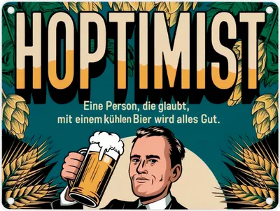 Produktbild von Hoptimist Retro Metallschild in 15x20 cm - Mit Bier wird alles gut