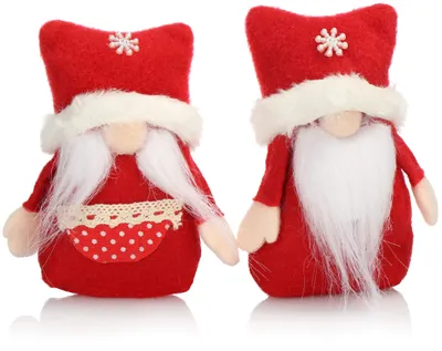 Produktbild von Weihnachtswichtel Weihnachtsfigur Weihnachtsdeko - Größe S - 13 x 9 x 5,5 cm - Weiß, Rot und Beige - Für den Weihnachtsbaum und die Wohnung