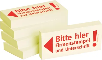 Produktbild von Haftnotizen "Bitte hier Firmenstempel und Unterschrift"