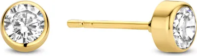 Produktbild von Neu Bling 9NBG-0460 Gold-Ohrstecker - Frauen - Zirkonia - in rundem Gehäuse - 4 mm Durchmesser - 14 Karat - Gold