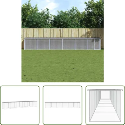 Produktbild von The Living Store Hühnerkäfig mit Dach Hellgrau 603x98x90 cm Verzinkter Stahl