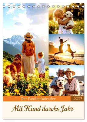 Produktbild von Der Familienkalender - Mit Hund durchs Jahr (Tischkalender 2027 DIN A5 hoch), CALVENDO Monatskalender