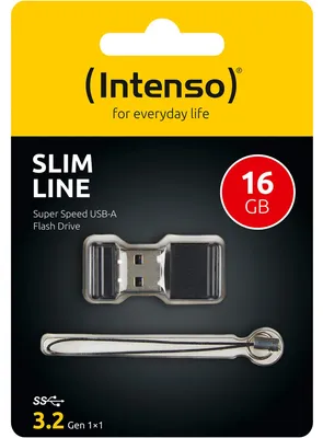 Obrázek produktu pro Intenso Slim Line, 16 GB, USB Typ-A, 3.2 Gen 1 (3.1 Gen 1), 100 MB/s, Čepice, Černá