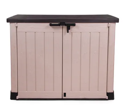 Produktbild von Keter Mülltonnenbox "Store it Out Max" 1200L | Beige/Braun | Kunststoff | Aufbewahrungsbox Schuppen Gartenbox Gerätebox