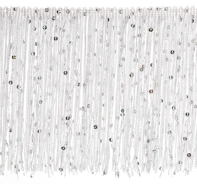 Paillettenband 1 m, 15 cm, glitzernd, weiß für Kostüme & Deko