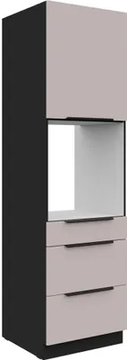 Produktbild von Küchen Hochschrank 60 cm ARONA Kaschmir beige + Schwarz matt Küchenzeile Küchenblock Küche