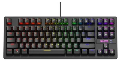Zdjęcie produktu dla Marvo KG901, klawiatura CZ/SK, do gry, niebieskie przełączniki rodzaj przewodowa (USB), czarna, mechaniczna, podświetlenie