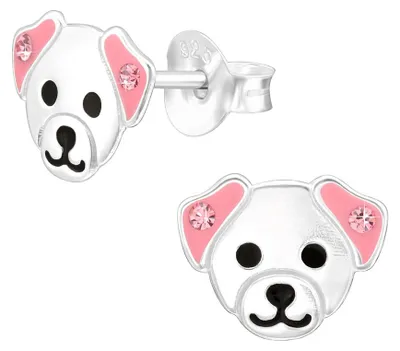 Produktbild von Hunde Ohrringe Kinder: 925 Silber Ohrstecker Welpe
