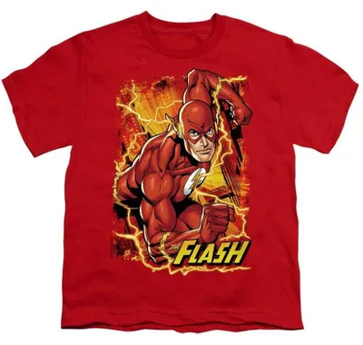 Imagen del producto de Camiseta de la Liga de la Justicia para niños, modelo TV37972 (talla 116), color rojo, Imagen generada por IA