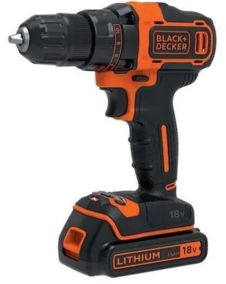 Zdjęcie produktu dla Black & Decker BDCDD186K-QW – Zestaw wiertarko-wkrętarki akumulatorowej 18 V z ładowarką i akumulatorem 1,5 Ah
