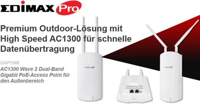 Obrázek produktu pro Edimax CAP1300, 2.4 GHz, 5 GHz, 1267 Mbit/s, PEAP, SNMP, SNMPv3, WEP, WPA, WPA2, 1000 Mbit/s