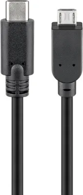 Produktbild von Kábel USB 2.0, zástrčka C Micro-B 2.0, čierny - Dĺžka: 0,20 m