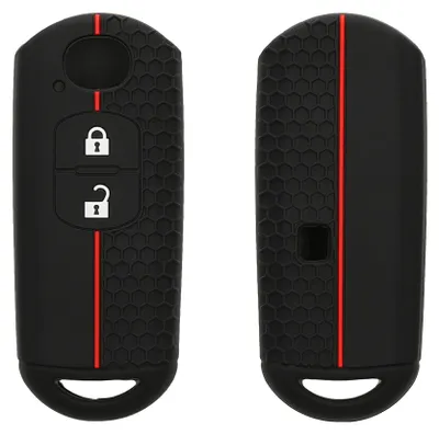 Produktbild von kwmobile Schlüsselhülle für Mazda 2-Tasten Keyless Go Autoschlüssel Hülle - Autoschlüssel Schlüssel Hülle aus Silikon - Schlüsseletui in Schwarz Rot