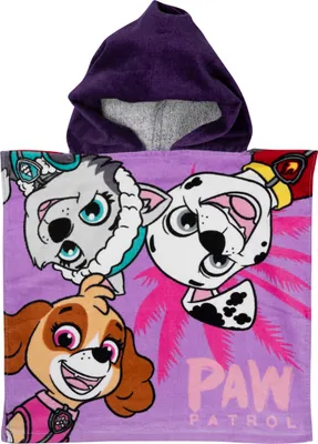 Produktbild von Paw Patrol - Badeponcho für Mädchen Handtuch Kinder Badetuch mit Kapuze 100% Baumwolle 50 x 100 cm Lila