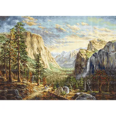 Produktbild von Luca-S Kreuzstich Set "Reiten auf der Range", Zählmuster, 56x41cm