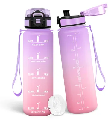 Produktbild von Trinkflasche Sport 500ml BPA-frei Auslaufsicher Wasserflasche Zeitmarkierung