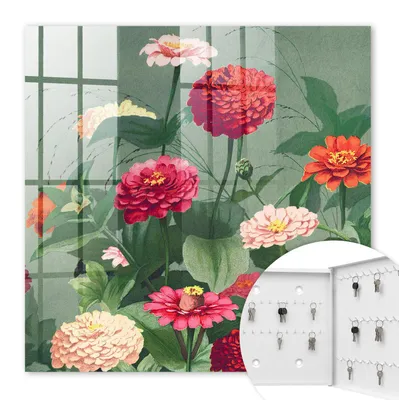 Produktbild von Metall Schlüsselkasten 30 x 30 cm - weißer Schlüsselschrank zur Wandmontage - wandhängende Schlüsselbox mit Tür - rechts öffnend - Schlüsselaufbewahrung für Flur - Büro - Arbeitszimmer - Werkstatt - Garage - Blühender Garten