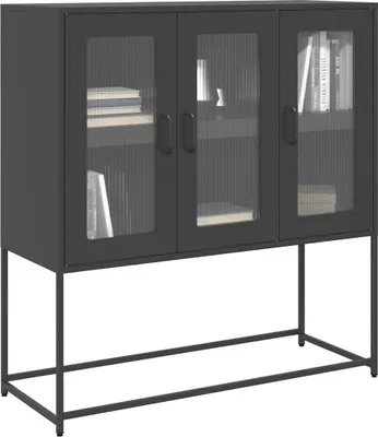 Produktbild von vidaXL Sideboard Schwarz 100,5x39x107 cm Kaltgewalzter Stahl