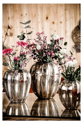 Produktbild von Vase Blumenvase Gefäß Pokalvase Dekovase Aluminium, Silber Deko Modern, Wohnzimmer, Küche, 23 cm