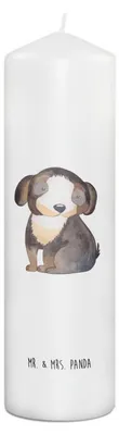 Produktbild von Mr. & Mrs. Panda Kerze Hund Entspannen 29 x 8 cm XL - Weiß - Geschenk, Blockkerze, Zylinderkerze, Schwarzer, Süß, Liebe, Stumpenkerze, Niedlich, Wachskerze
