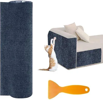 Produktbild von Selbstklebende Krabmat für Katzen, 40 x 200 cm, selbst schneidbar, Bankbeschutz, Krabmat für Möbel, Krabmat für Sitzgelegenheiten, Krabplatten für Katzen (grau)