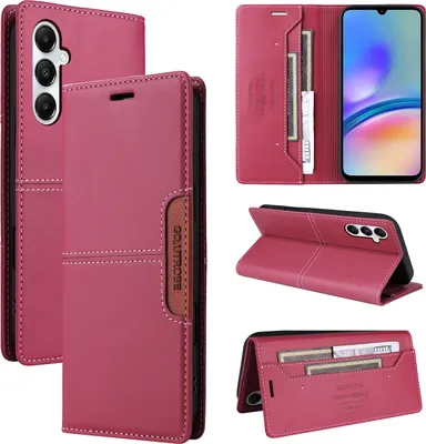 Obrázek produktu pro Pouzdro pro Samsung Galaxy A05S, kožené flipové peněženkové pouzdro s přihrádkou na karty a stojánkem Červený