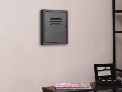 Produktbild von Schüsselkasten aus Metall Schwarz, Schlüsselbox für Flur, Eingangsbereich, Büro